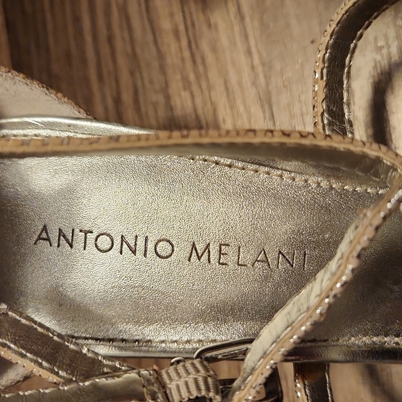 ANTONIO Melani Metallic Heel Beaded Sandals Size 9.5 Prom!! - Picture 3 of 6